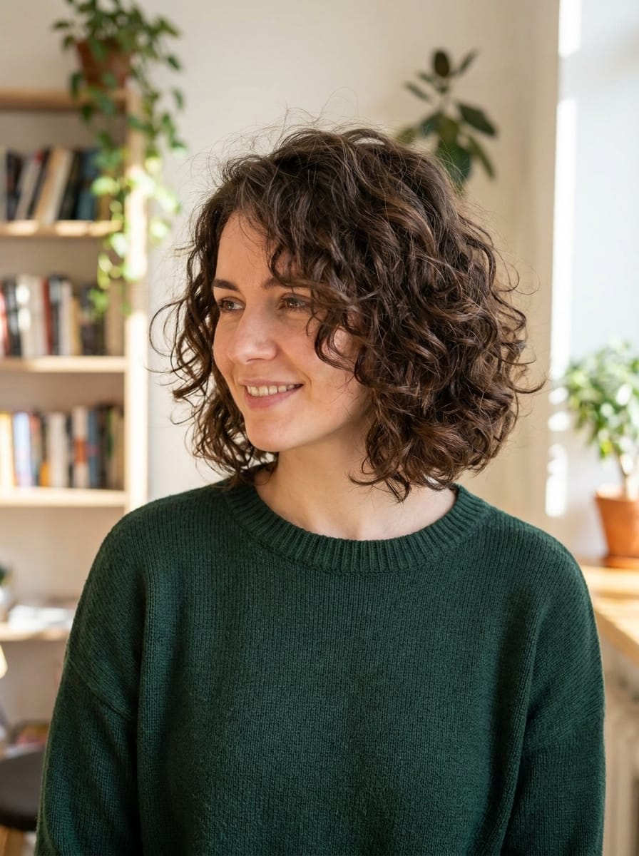 Curly Bob mit langen Stufen - Lockige Bob Frisur